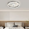 Modern Round Flush Mount Ceiling Fan with Silent LED Light and Three Step Dimming Design
