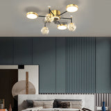 Modern Star Ball LED Ceiling Fan with Three Step Dimming Flush Mount Light Fixture