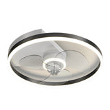 Round Bladeless Ceiling Fan with Dimmable LED Light 6 Speeds Silent Low Profile Flush Mount Fan