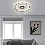 Modern Minimalist Ring LED Bladeless Ceiling Fan with 3 Color Dimming Flush Mount Light