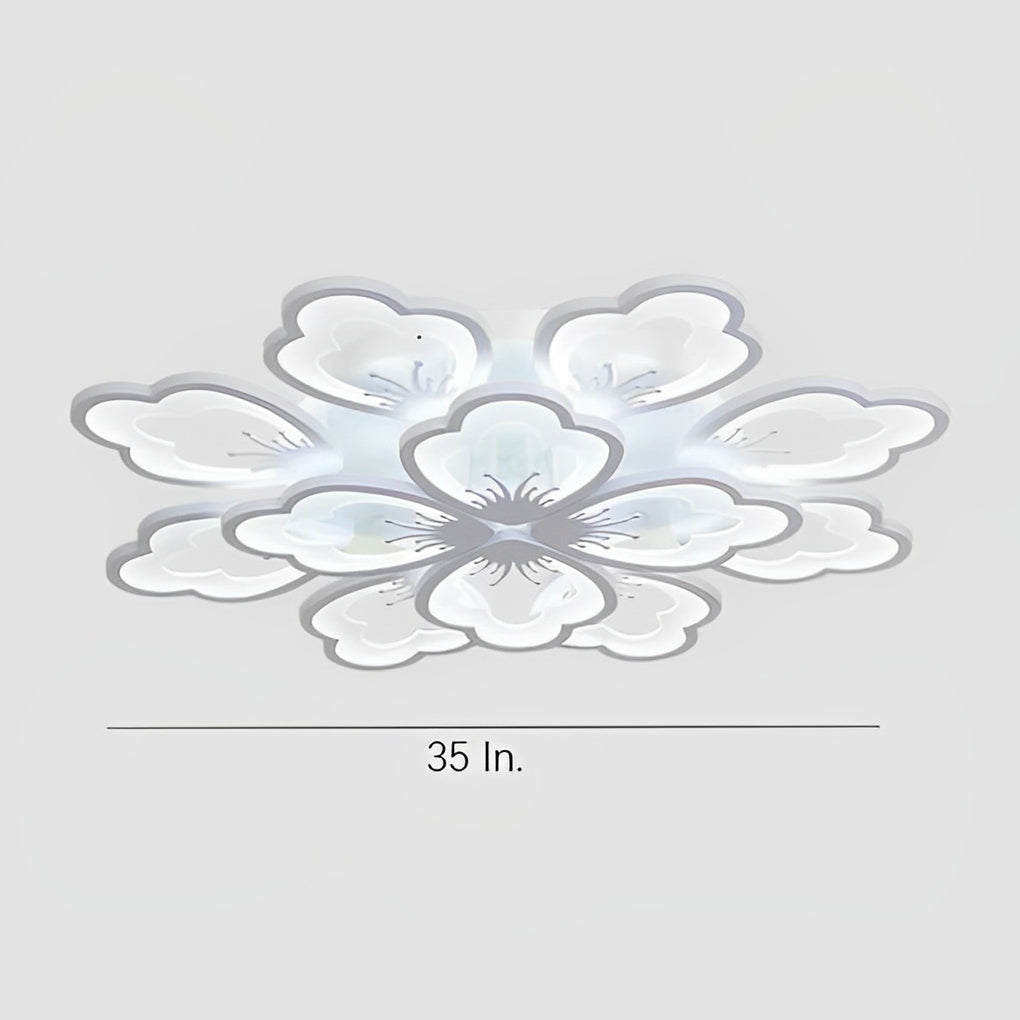Modern Nordic Flower Shape LED Flush Mount Light with Remote Control Dimming