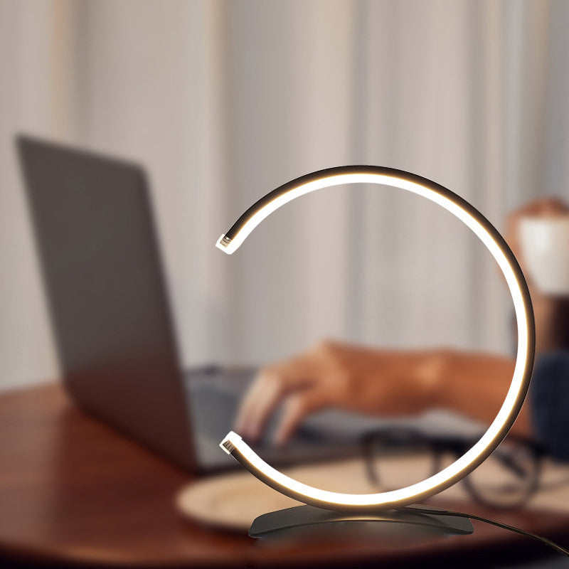 Modern Nordic 3/4 Circle LED Table Lamp with Touch Control Three Color Modes