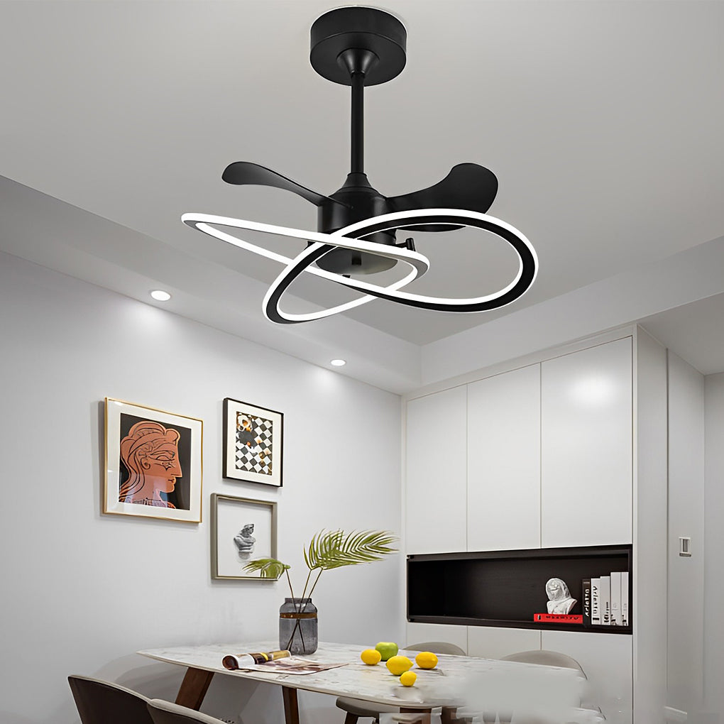 Modern Waves Flower Bladeless Ceiling Fan with LED Lighting Mute Timing Nordic Creative Chandelier Fan