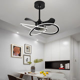 Modern Waves Flower Bladeless Ceiling Fan with LED Lighting Mute Timing Nordic Creative Chandelier Fan