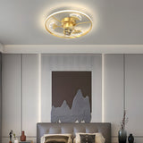 Modern Ginkgo Leaves Decor Flush Mount Ceiling Fan with 3 Color Dimming Light