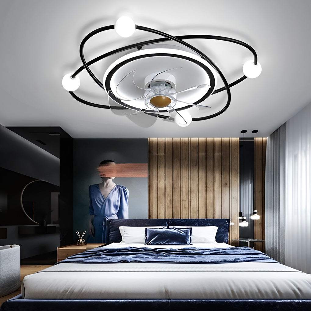 Modern Dimmable LED Nordic Ceiling Fan Light with Quiet Motor and Remote Control for Bedroom Study