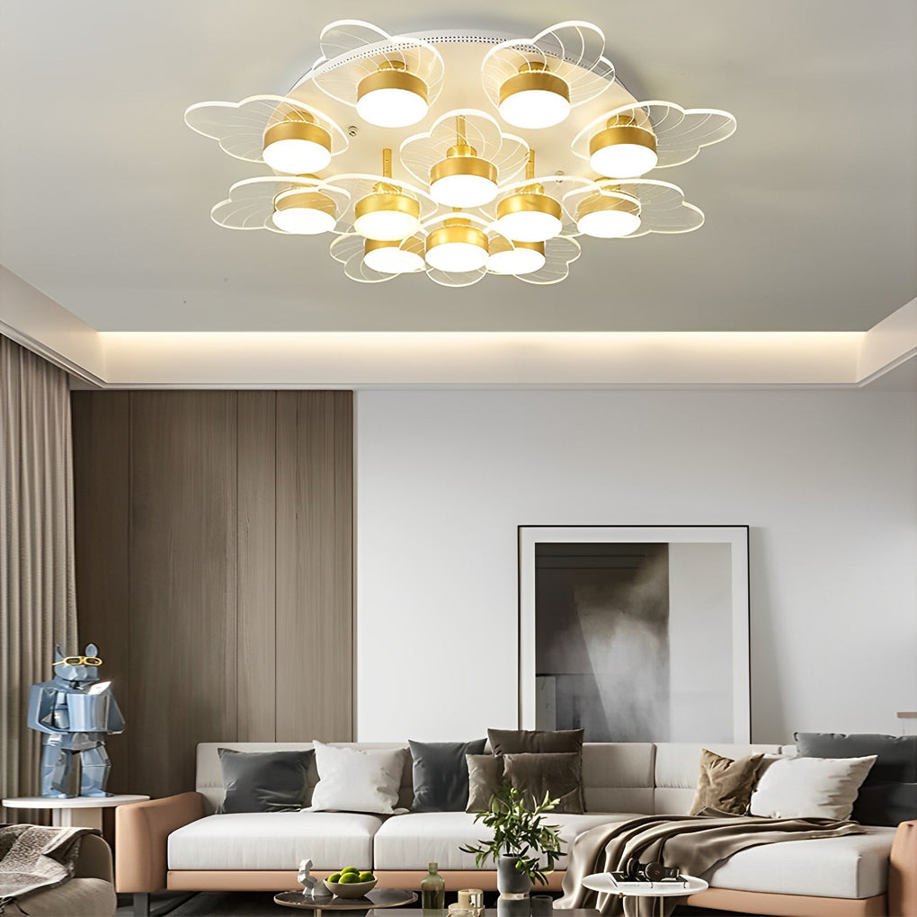 Modern Gold Flower Petal LED Ceiling Light Nordic Flush Mount Fixture for Bedroom and Living Room