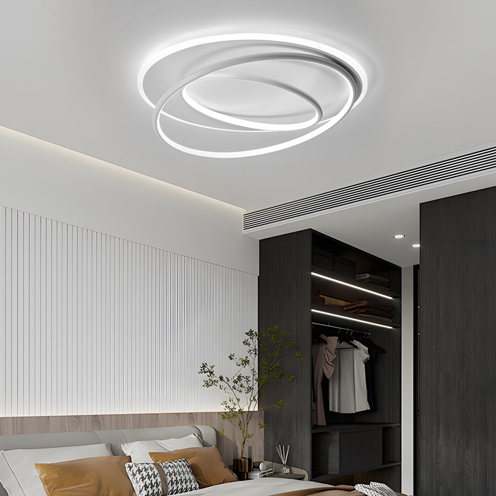 Modern Circular Ring LED Ceiling Light Nordic Style Flush Mount with 3 Step Color Dimming