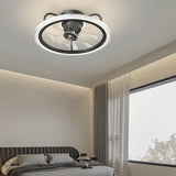 Modern 360 Degree Rotating Flush Mount Ceiling Fan with Light and 3 Step Dimming LED