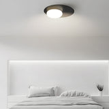 Modern Oval LED Flush Mount Ceiling Light with White Glass Shade for Bedroom and Study