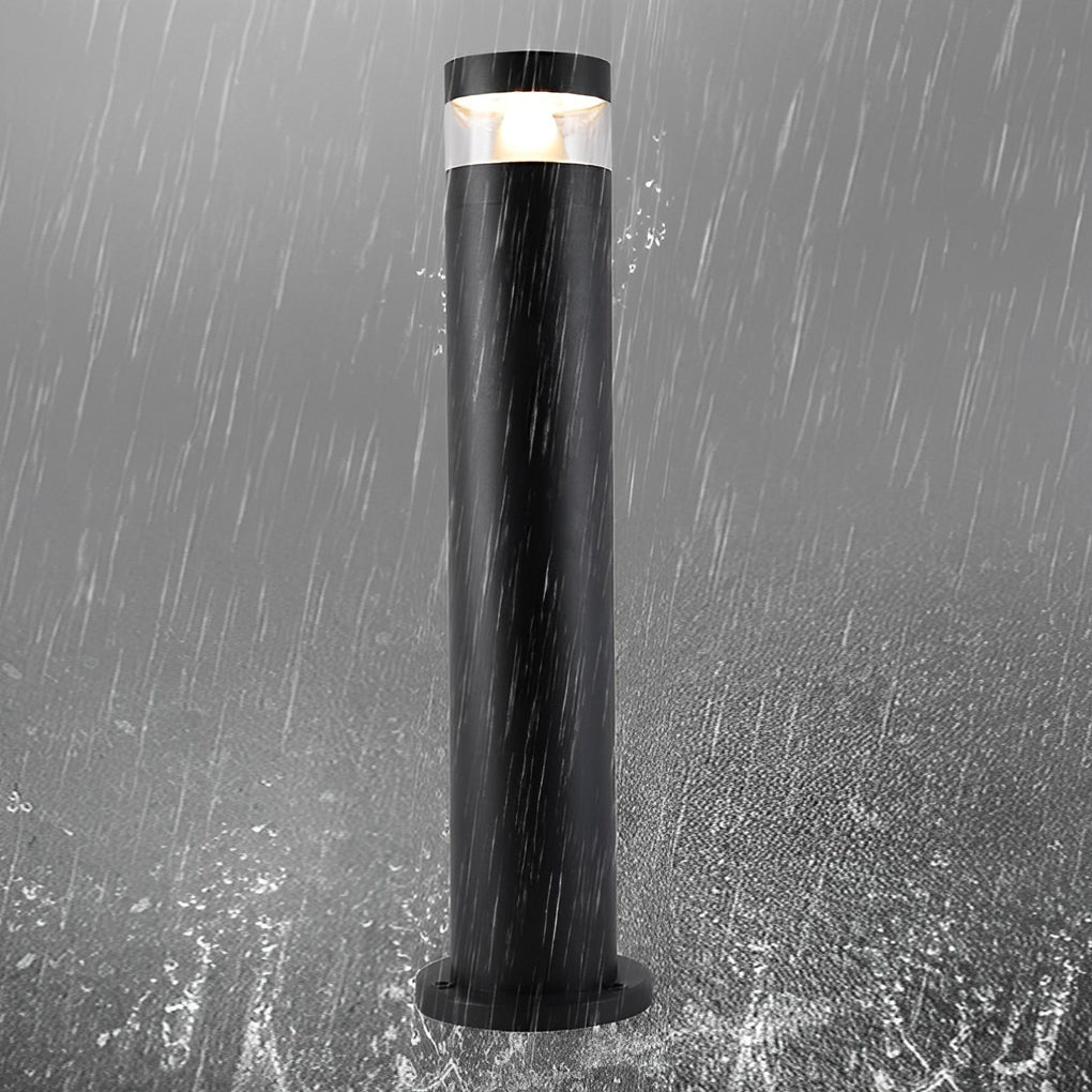 Cylindrical LED Outdoor Lawn Lamp Modern Black Aluminum Waterproof Pathway Light