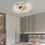 Modern Gold Round LED Ceiling Light with Three Step Dimming for Bedroom and Study