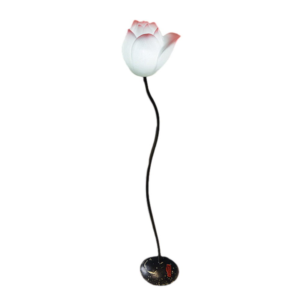 Modern Aesthetic Lotus Flower LED Floor Lamp with Pink and White Glass Shades