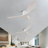 52 Inch Modern White 3 Blade Low Profile Ceiling Fan Flush Mount Indoor Fan Without Light