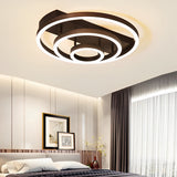 Modern Coffee Circular Tiered LED Flush Mount Ceiling Light for Living Room and Bedroom