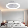 Modern White Round RGB Dimmable Flush Mount Ceiling Fan with Remote Control LED Light