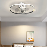 Modern 2 Ring LED Ceiling Fan with 3 Color Dimming for Bedroom Living Room Black and Gold