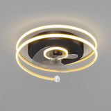 Modern 20 Inch Low Profile Bladeless Ceiling Fan with Dimmable LED Light for Bedroom and Dining Room