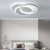 Modern Three Ring White Acrylic LED Flush Mount Ceiling Fixture for Bedroom and Kitchen