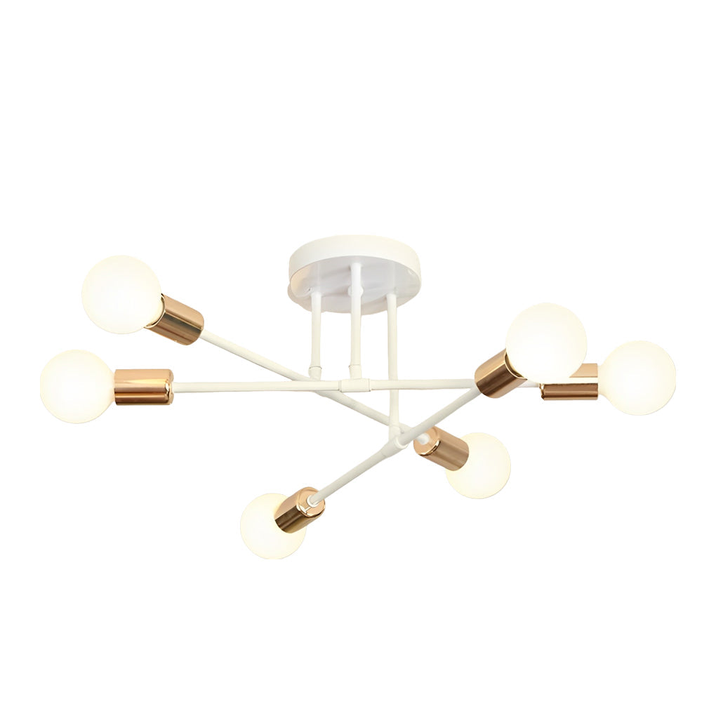 Modern 6 Light Sputnik Semi Flush Mount Ceiling Fixture with Rotatable Iron Arms 22 Inch