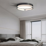 Modern Round Black Hammered Glass LED Flush Mount Ceiling Light for Bedroom