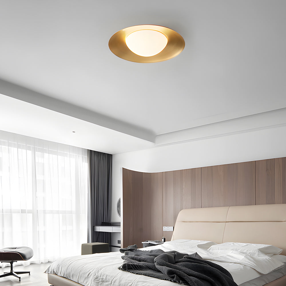 Modern Round LED Flush Mount Ceiling Light with Adjustable Color Temperature and Opal Glass Shade