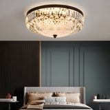 Modern Round Crystal LED Ceiling Light Luxury American Style Flush Mount Lamp with Dimming
