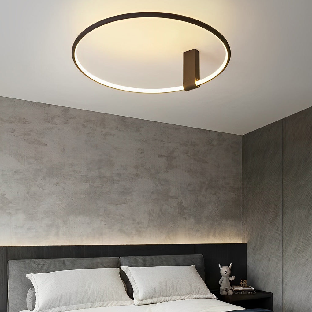 Modern Black Round Adjustable LED Ceiling Light with 3 Step Color Dimming for Bedroom