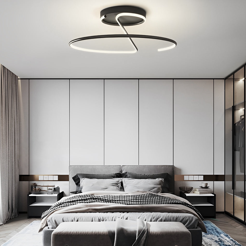 Dimmable Modern Geometric LED Ceiling Light Fixture Minimalist Flush Mount Metal Lighting for Bedrooms