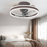 Modern Flush Mount Ceiling Fan with Stepless Dimming LED Light and 360 Degree Rotating Airflow