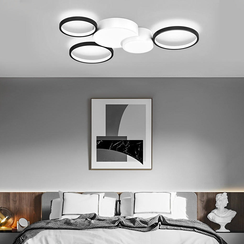Modern Geometric Multiple Ring LED Flush Mount Ceiling Light Nordic Circle Chandelier for Living Room