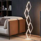 Modern Nordic Stacked Square LED Floor Lamp with Five Tier Glass Shades for Living Room