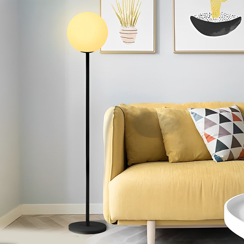 Smart LED Globe Floor Lamp with App Control 16 Color RGB Lighting and Black Metal Finish