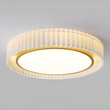 Nordic Style Pleated Fabric LED Chandelier Modern Gold Flush Mount Ceiling Light for Bedroom