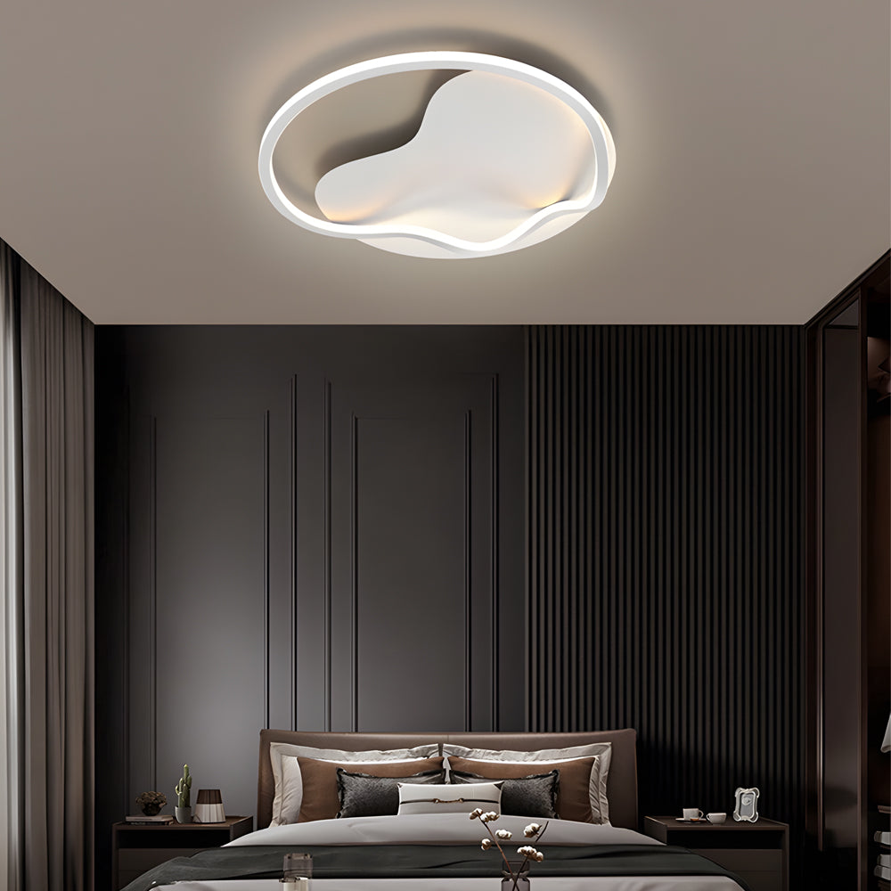 Modern White Round LED Flush Mount Ceiling Light with 3 Step Color Dimming