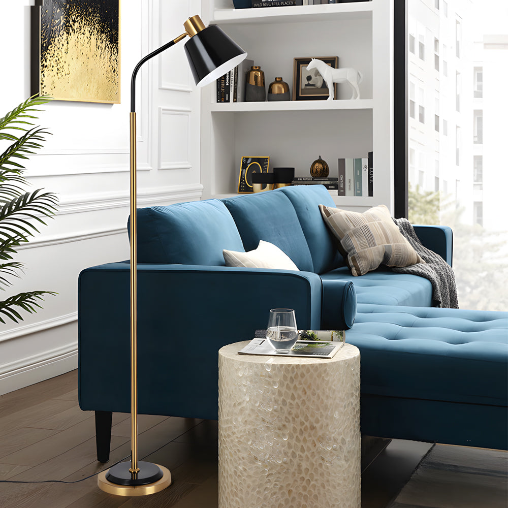 Modern 62 Inch Adjustable Metal Reading Floor Lamp with Rotatable Cone Shade and LED Bulb