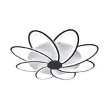 Geometric Flower LED Flush Mount Ceiling Light with Acrylic Petal Design in Black