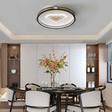Geometric Circular LED Flush Mount Ceiling Light with Crystal Accents and 3 Step Dimming