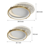Modern Round Acrylic LED Flush Mount Ceiling Light with 3 Step Dimming White and Gold Finish