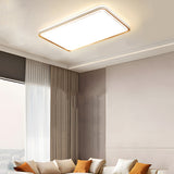 Modern Rectangular LED Flush Mount Ceiling Light Dimmable Gold Geometric Fixture for Living Room