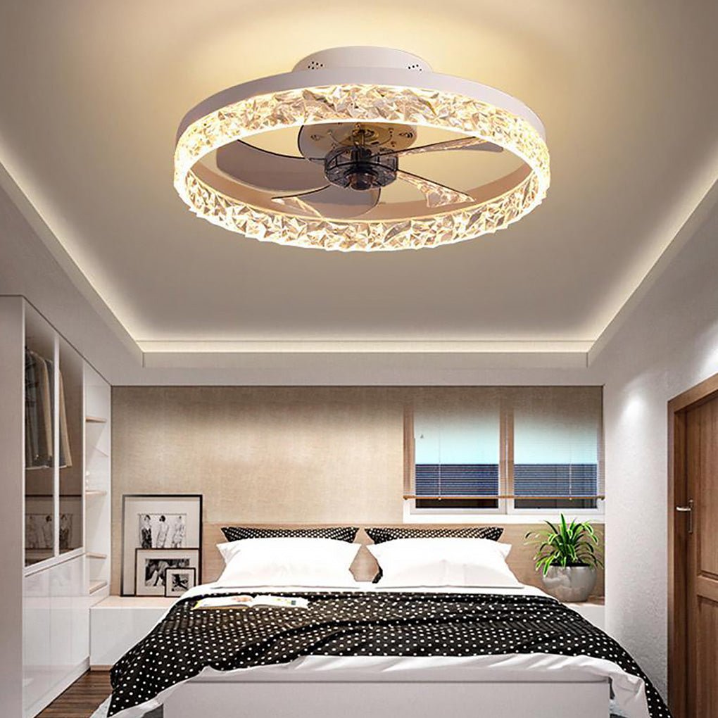 20 Inch Rustic Gold Flush Mount Ceiling Fan with 5 Blades and Remote Control