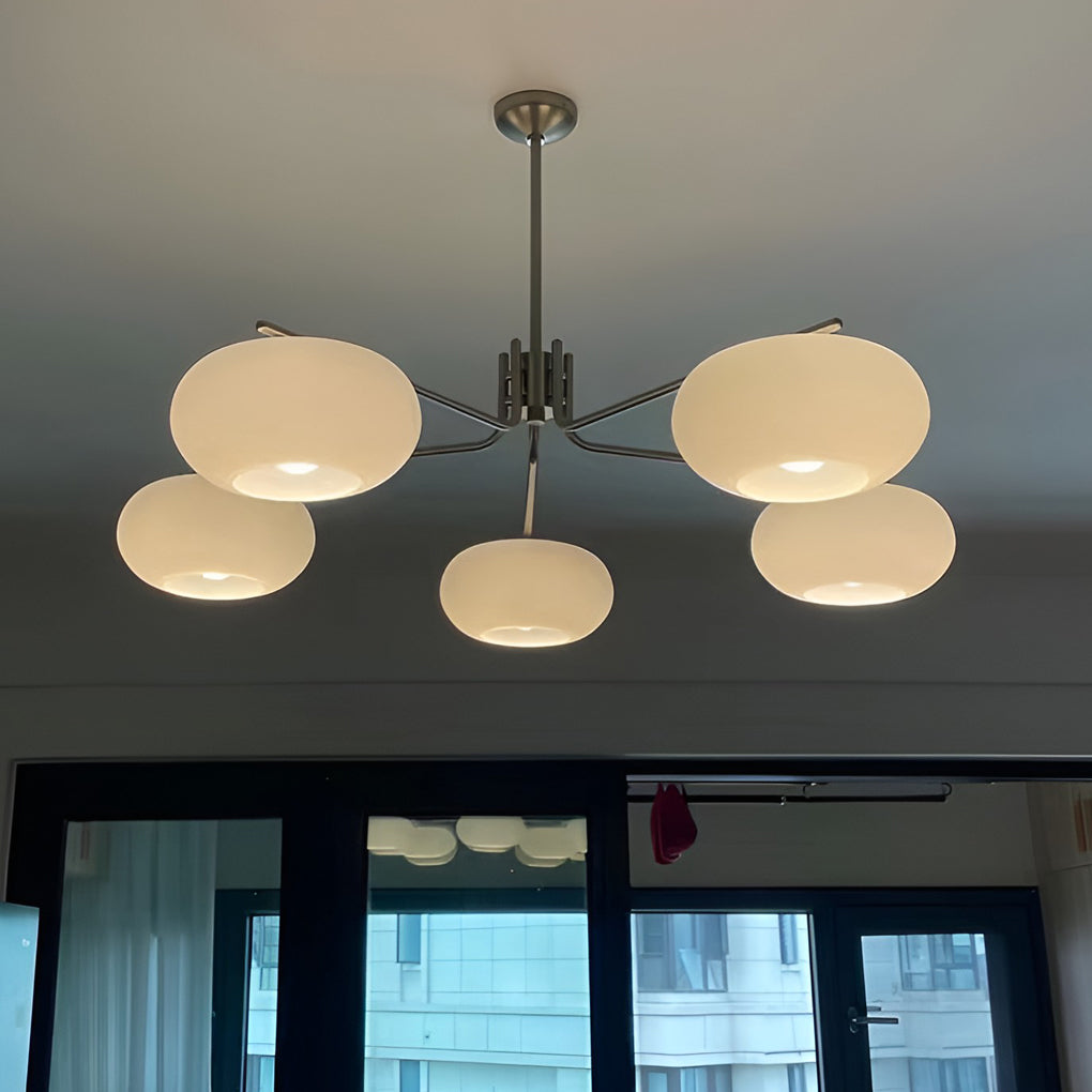 5 Light Nordic LED Glass Chandelier with 3 Color Temperature Dimming for Dining Room
