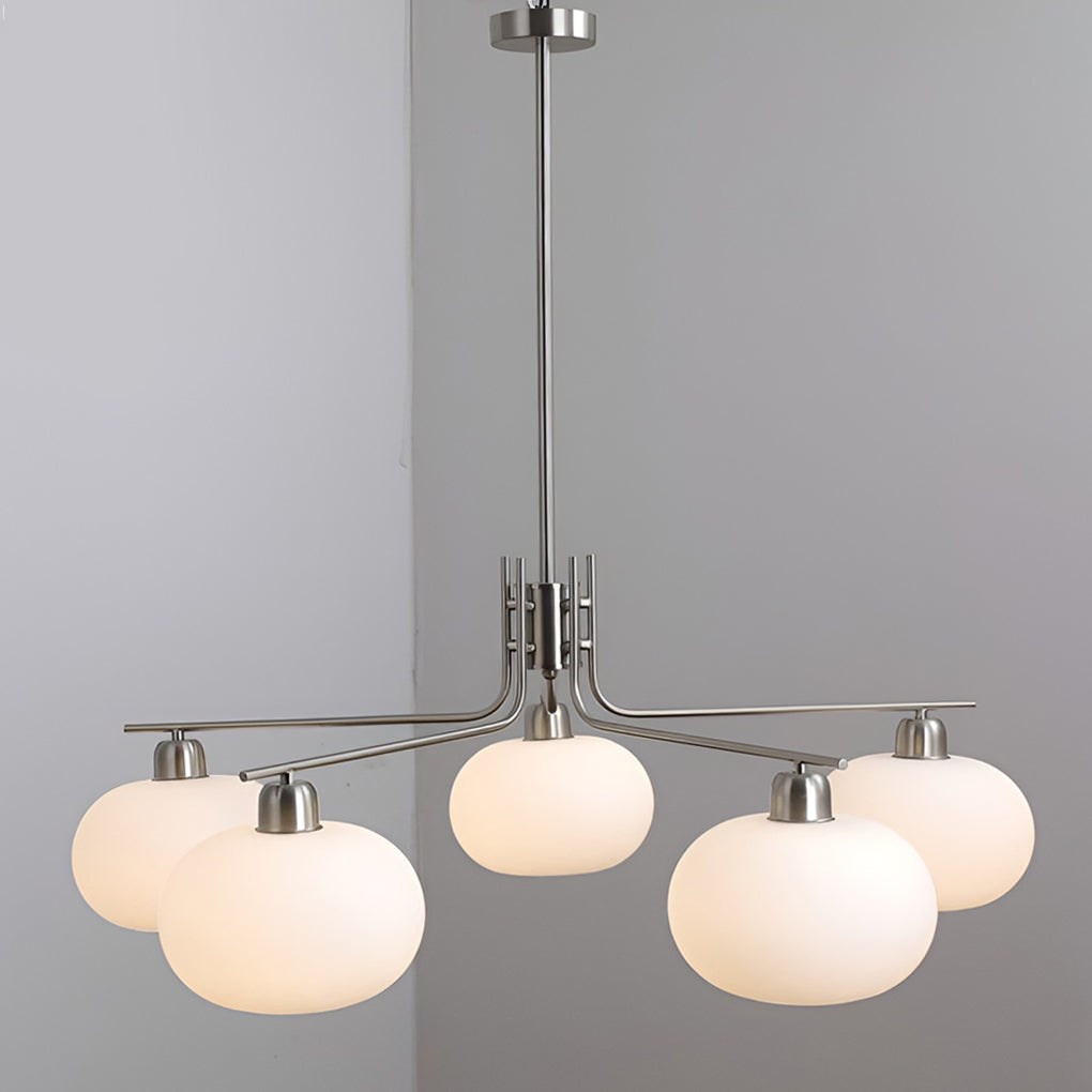 5 Light Nordic LED Glass Chandelier with 3 Color Temperature Dimming for Dining Room