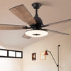 52 Inch Nordic Retro Ceiling Fan with Dimmable LED Light and Remote Control for Large Rooms