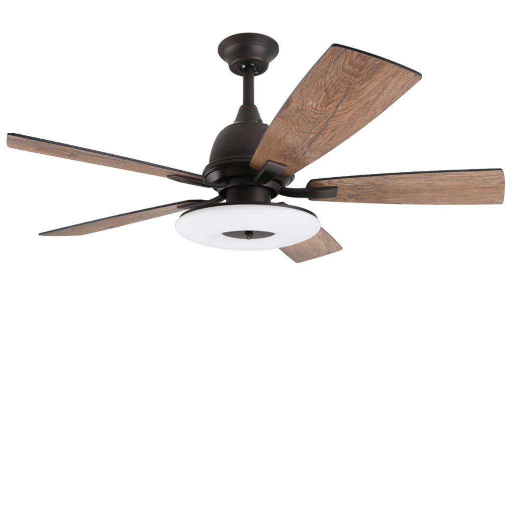 52 Inch Nordic Retro Ceiling Fan with Dimmable LED Light and Remote Control for Large Rooms