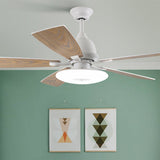 52 Inch Nordic Retro Ceiling Fan with Dimmable LED Light and Remote Control for Large Rooms
