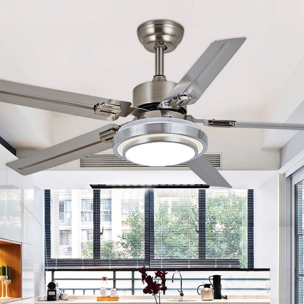 52 Inch Modern Scandinavian Reversible Ceiling Fan with LED Dimmable Light and Remote Control