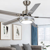 52 Inch Modern Scandinavian Reversible Ceiling Fan with LED Dimmable Light and Remote Control