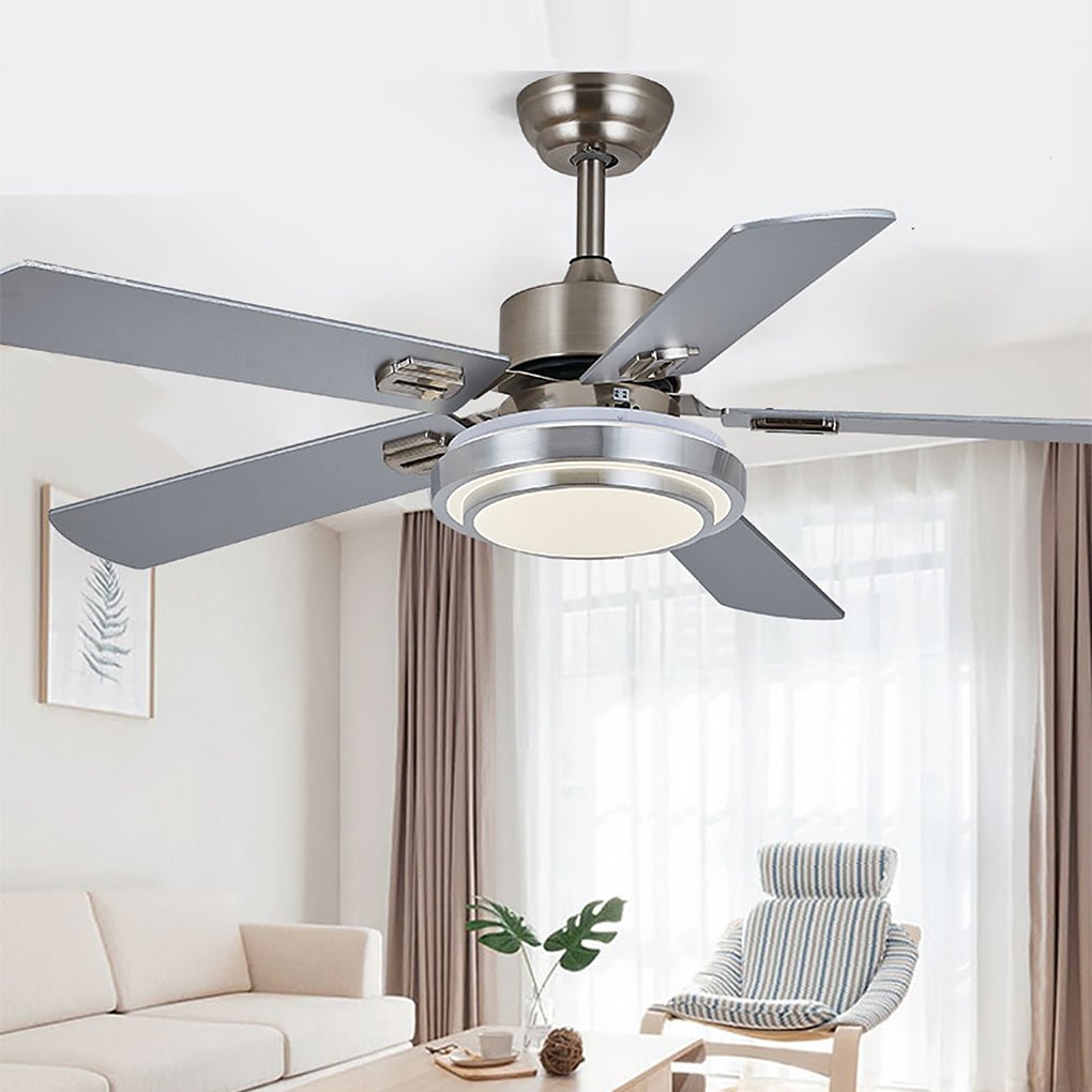 52 Inch Modern Scandinavian Reversible Ceiling Fan with LED Dimmable Light and Remote Control