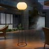 52 Inch Solar Powered LED Outdoor Tripod Floor Lamp with White Globe Shade and Black Metal Frame